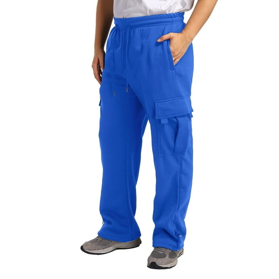 PMVFHDE Mens Sweatpants With Pockets Lined Jogger Pants Many Pocket Drawstring Utility Pants Blue，XXL