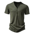 thumbnail image 1 of PMVFHDE Mens T Shirts Fashion Basic V Neck 4 Button Placket Slub Cotton Short Sleeve Casual Blouse Comfortable Summer Top, 1 of 9