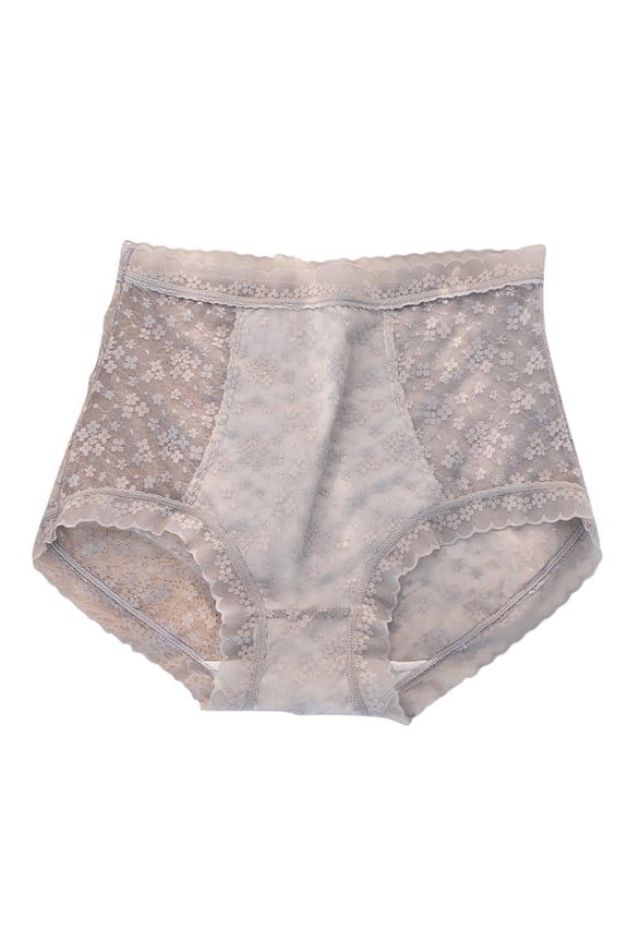 Plus Size High Waist Abdominal Support Briefs Cotton Lifting Lace Plus Size Underwear For Women E,XXL