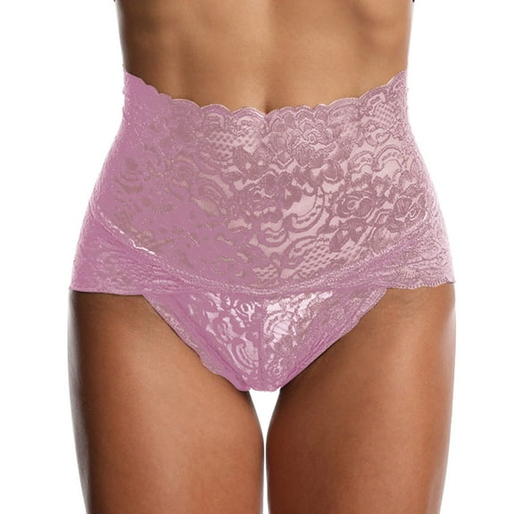 PMVFHDE Plus Size Womens High Waist Lace Underwear Breathable Cotton Gusset Support Briefs Plus Size Underwear For Women Hot Pink，XXL
