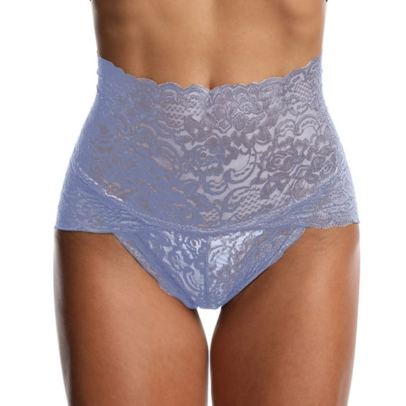 PMVFHDE Plus Size Womens High Waist Lace Underwear Breathable Cotton Gusset Support Briefs Plus Size Underwear For Women Purple,XL