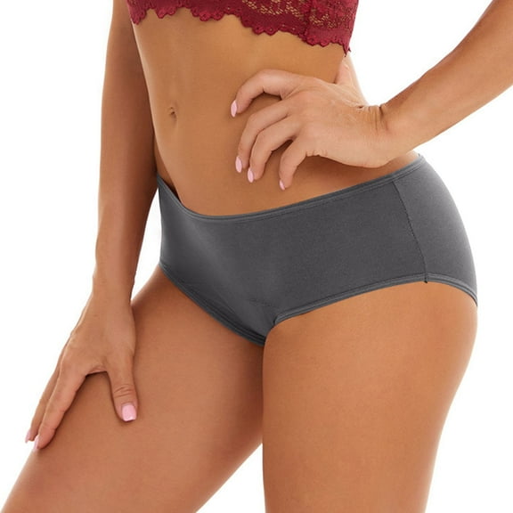 PMVFHDE Plus Size Womens Menstrual Underwear Cotton Period Medium Waist Heavy Menstruation Briefs Plus Size Underwear For Women Grey，XXL