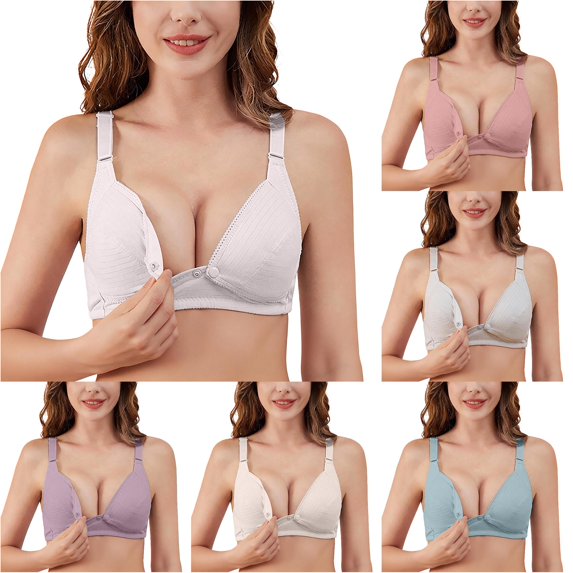 PMVFHDE Pure Maternity Nursing Bra For Pregnancy Postpartum Comfort Supportive Breastfeeding Extra Large Size Summer Wear Pink - 36