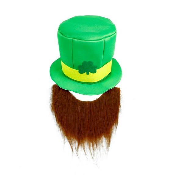 PMVFHDE Rave Party Personality Green Top Hat Winter Hat For St Patricks Day With And Beard Design For Performances Brown