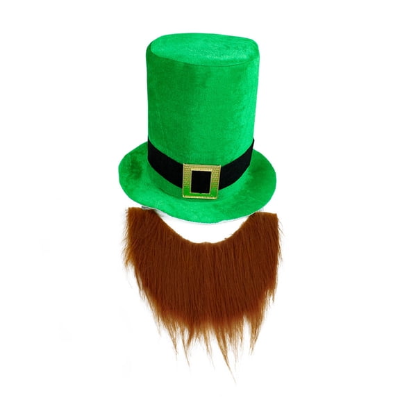 PMVFHDE Rave Party Personality Green Top Hat Winter Hat For St Patricks Day With And Beard Design For Performances Khaki