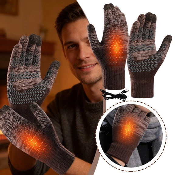 PMVFHDE Rechargeable Heated Gloves For Winter Cycling Touchscreen Thermal Gloves For Outdoor Sports Black