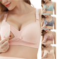 thumbnail image 1 of PMVFHDE Seamless Nursing Bra For Maternity Breastfeeding Wireless Front Closure Plus Size Comfortable Casual Straps Pink - 34, 1 of 9