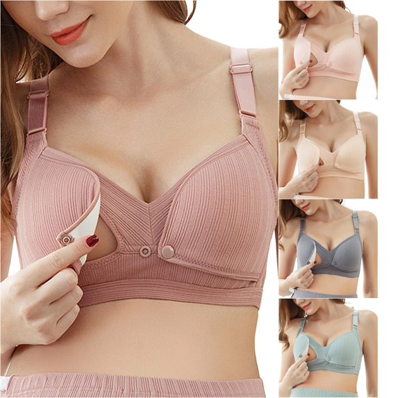 PMVFHDE Seamless Nursing Bra For Maternity Breastfeeding Wireless Front Closure Plus Size Comfortable Casual Straps Watermelon Red - 40