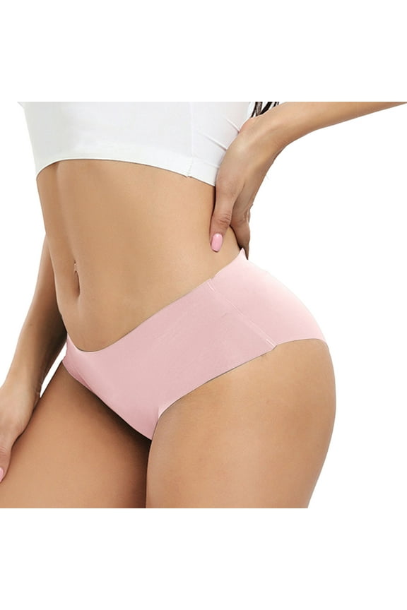 Seamless Thong V Shape Low Waist Breathable One Piece Panties For Women For Fitness Pink,S