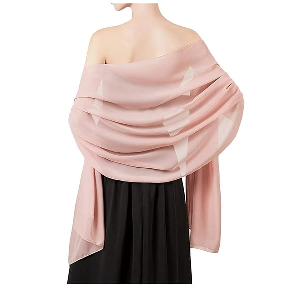 PMVFHDE Shawls and Wraps for Evening Dresses Sheer Chiffon Women Elegant Soft Wraps Wedding Bridal Scarf Pink,L