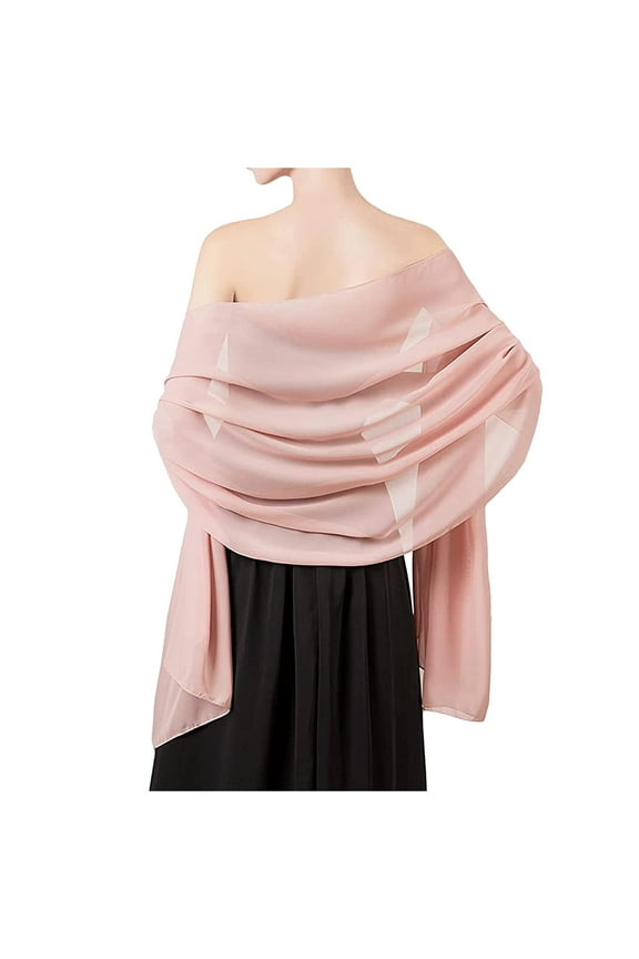 Shawls and Wraps for Evening Dresses Sheer Chiffon Women Elegant Soft Wraps Wedding Bridal Scarf Pink,L