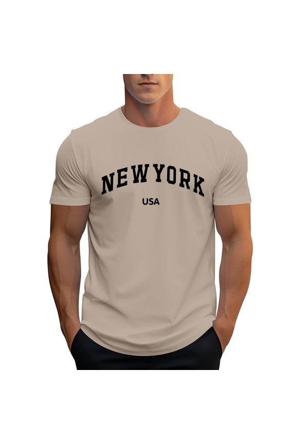 Shirts For Men Fashion Raglan Sleeve Letter Print Short Sleeve Crew Neck Graphic Trend Bottoming Shirt