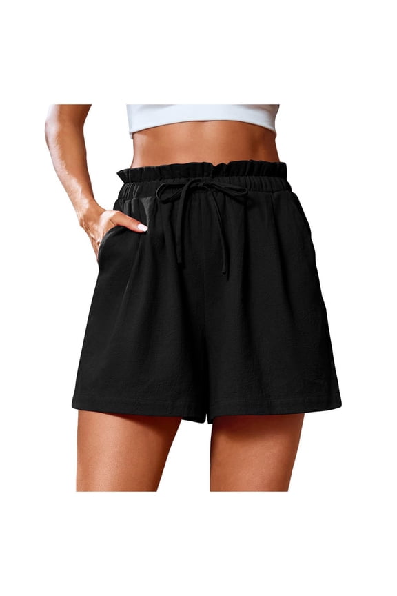 Shorts For Women Solid High Waist Stone Wash Wrinkl Shorts Casual Beach Pants Light Blue,XXXL