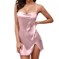 thumbnail image 1 of PMVFHDE Silk Strap Neck Dress Satin Underwear Sleepwear Cowl Mini Women Nightdress for Lovers Pink,L, 1 of 6
