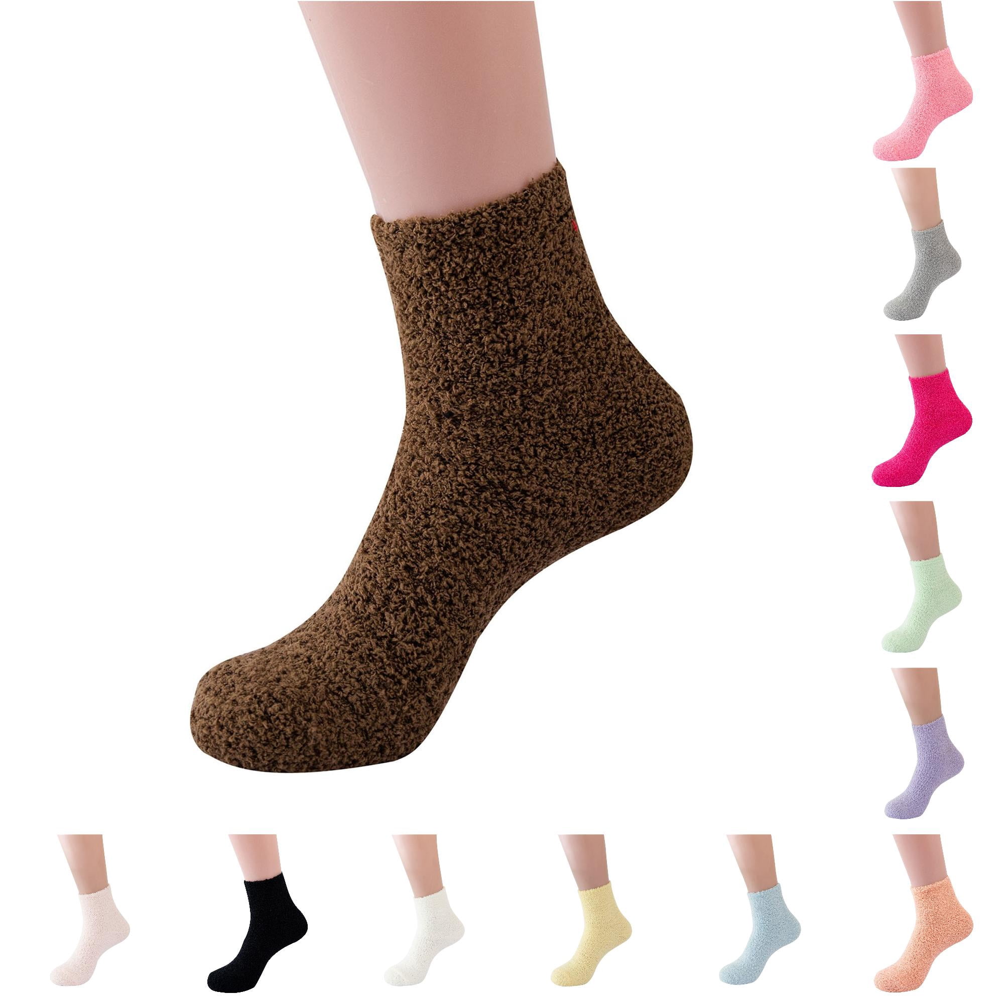 PMVFHDE Slipper Socks Cozy Winter Candy Color Tube Soft Coral Solid ...