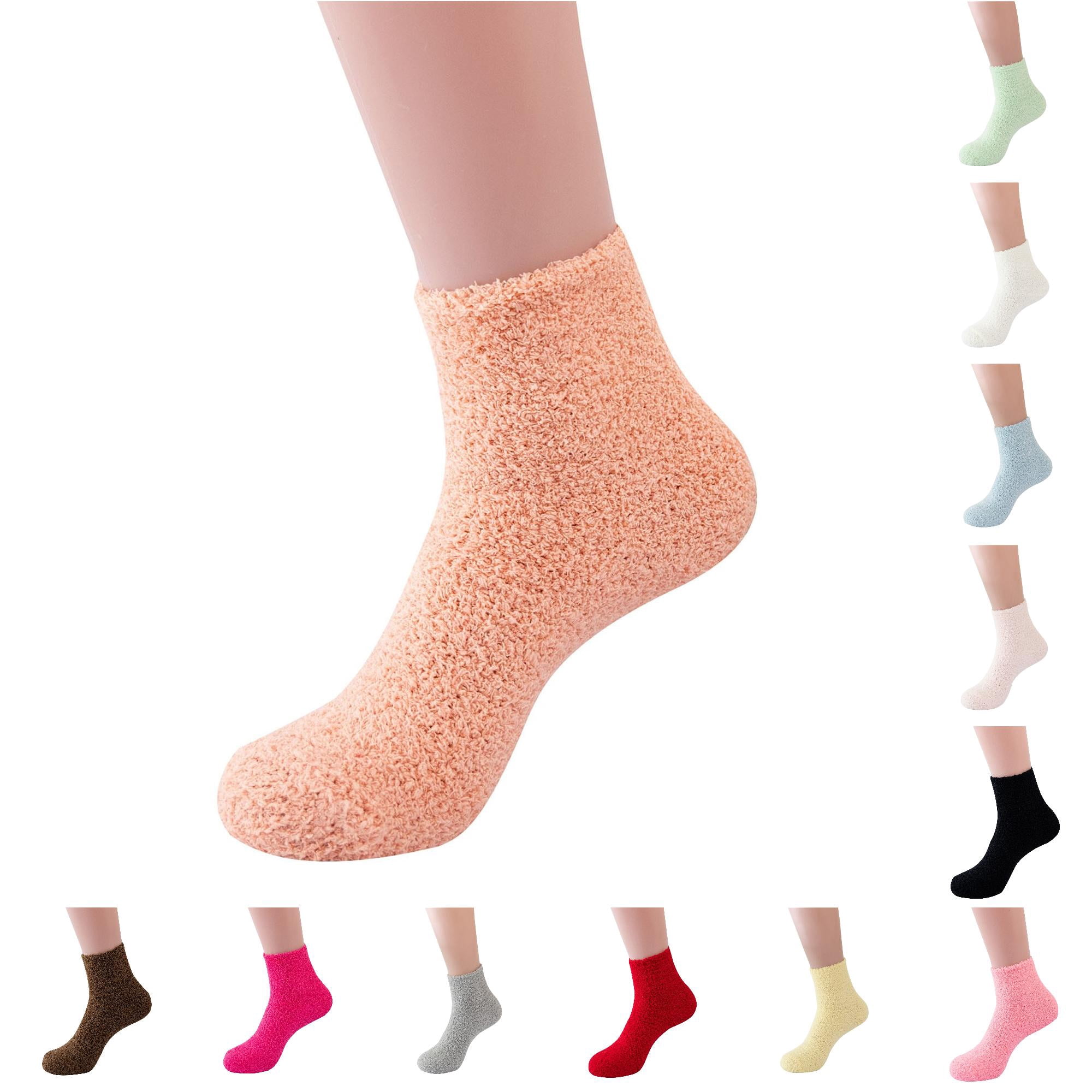 PMVFHDE Slipper Socks Cozy Winter Candy Color Tube Soft Coral Solid ...