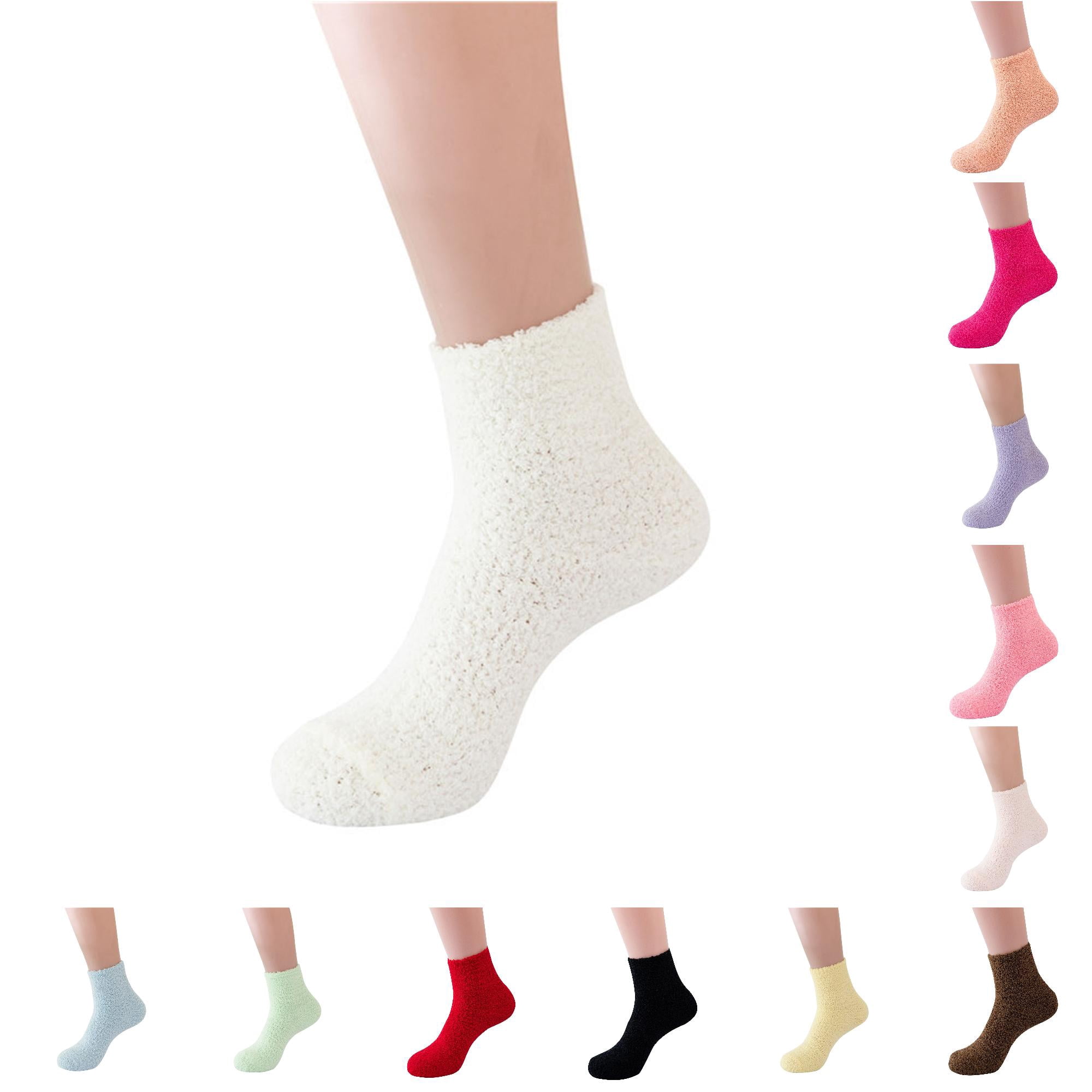 PMVFHDE Slipper Socks Cozy Winter Candy Color Tube Soft Coral Solid ...