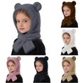 thumbnail image 1 of PMVFHDE Soft Lined Winter Hood Hat With Scarf & Ear Warmers For Toddler Boys Girls Cold Weather, 1 of 7