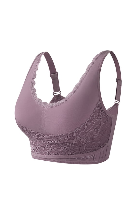 Sports Bra Women Front Closure Cross Back Yoga Workout Top Wirefree Padded Gym Fitness Activewear Purple