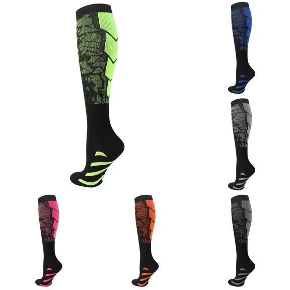 PMVFHDE Sports Line Pressure Socks Stretch Running Rope Compression Long Tube Calf Stockings for Men Women, Green, L