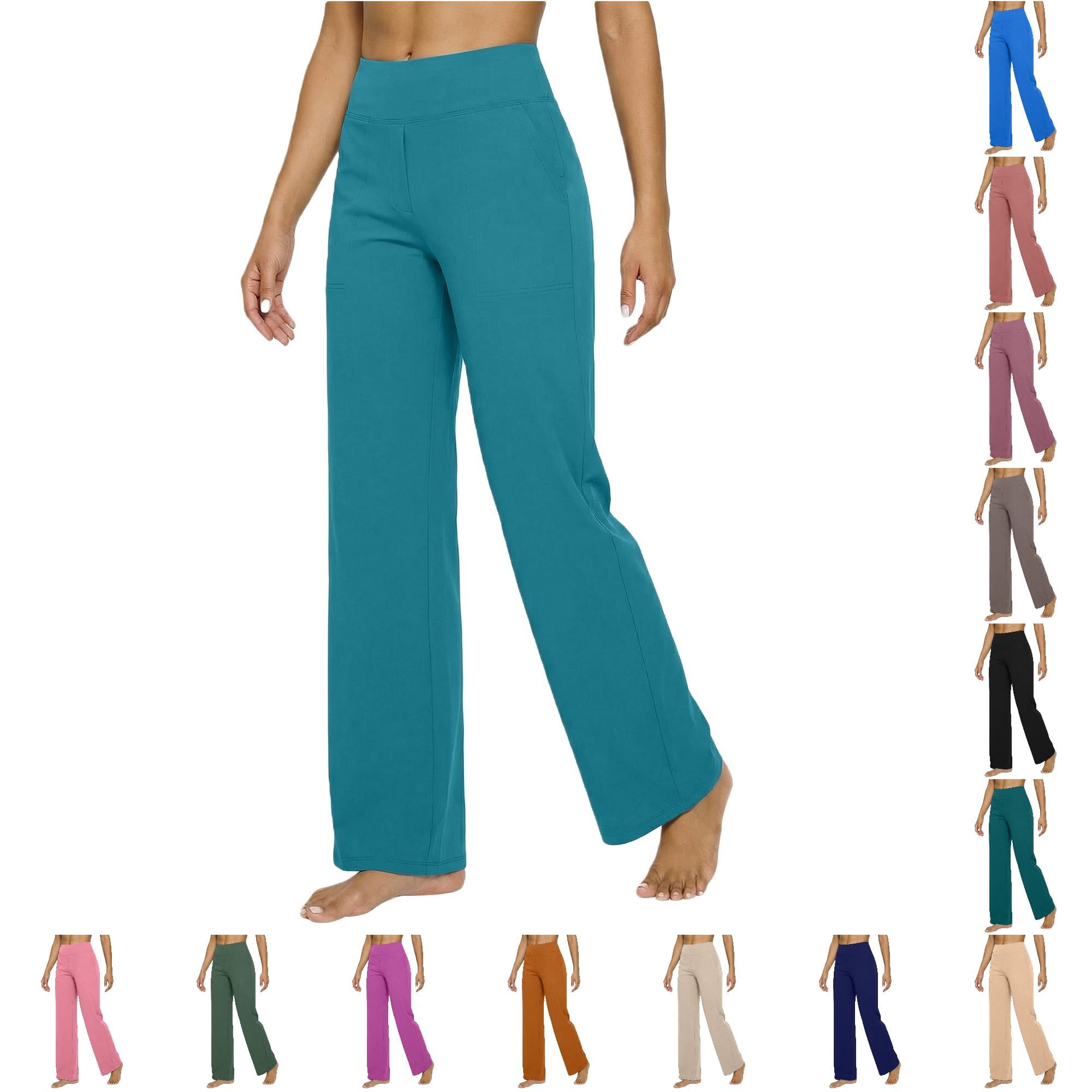 PMVFHDE Stylish Loose Solid High Waist Straight Leg Pants With Pockets ...