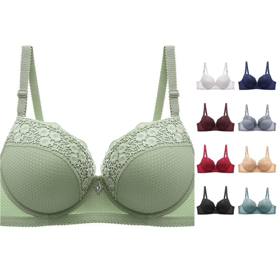 PMVFHDE Summer Breathable Underwire Bra Full Coverage Shaping Plus Size Comfort Everyday Wear Green - 44