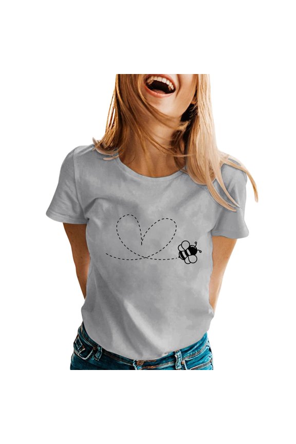 Summer Tops for Women Short Sleeve O-Neck Printed T-Shirt Spring and Summer Style