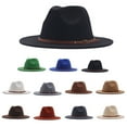 thumbnail image 1 of PMVFHDE Sun Hats For Men And Women Fedora Panama Wool Belt Classic Buckle Floppy Wide Hat, 1 of 2