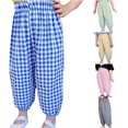 thumbnail image 1 of PMVFHDE Toddler Baby Girl Boy Classic Plaid Elastic Jogger Gingham Long Pants Summer Fall Harem Casual Bottoms Blue,18-24 Months, 1 of 7