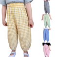 thumbnail image 1 of PMVFHDE Toddler Baby Girl Boy Classic Plaid Elastic Jogger Gingham Long Pants Summer Fall Harem Casual Bottoms Yellow,5-6 Years, 1 of 4
