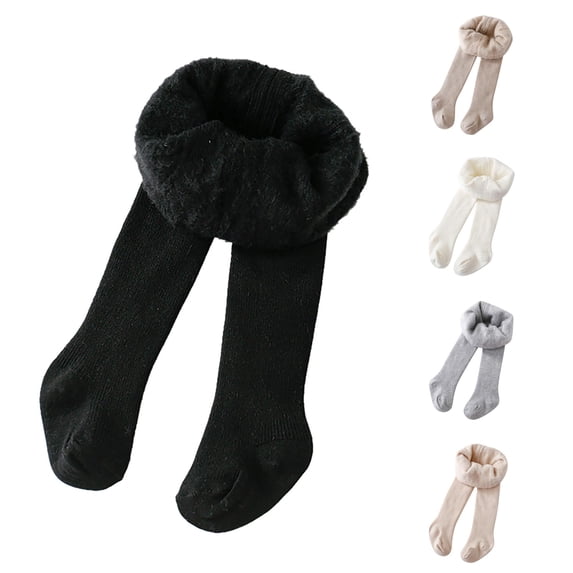 PMVFHDE Toddler Kids Baby Girls Lined Warm Full Leggings Pantihose Stretchy Basic Length Pants Winter Stocking Black,4-6 Years