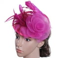 thumbnail image 1 of PMVFHDE Top Hat Female Western Banquet Party Headwear Mesh Feather Flower Headwear Hat Hot Pink, 1 of 2