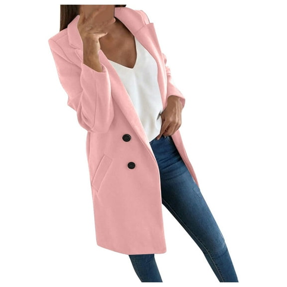 PMVFHDE Trench Coat Women Cool Weather Comfortable Durable Notch Lapel Elongating Long Outer Garment for Travel and Everyday Light Pink,XXL