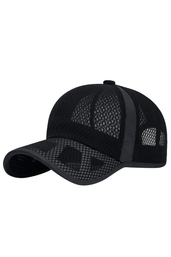 Unisex Baseball Cap Summer Color Block Breathable Brim Mesh Hat for Outdoor Sports Running and Play Basketball Black