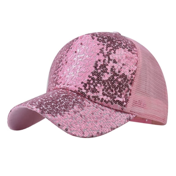 PMVFHDE Unisex Color Changing Glitter Mesh Baseball Cap Breathable Sun Hat Adjustable Novelty Dad Hat Pink
