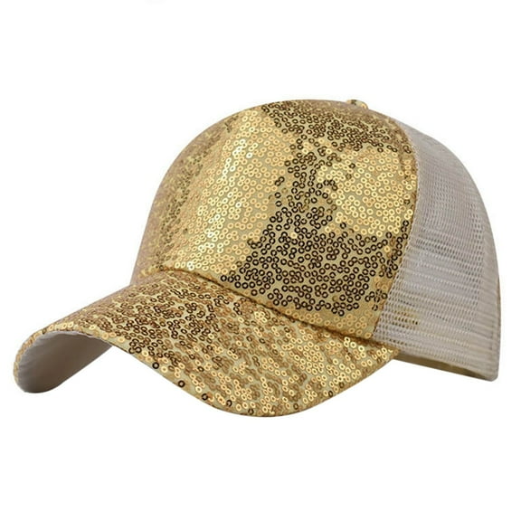 PMVFHDE Unisex Color Changing Glitter Mesh Baseball Cap Breathable Sun Hat Adjustable Novelty Dad Hat Yellow