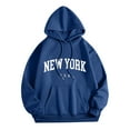 thumbnail image 1 of PMVFHDE Unisex Fashion Letter Graphic Print Double Hooded Long Sleeve Sweatshirt Casual Couple Tops Cute Hoodies Blue，XL, 1 of 3