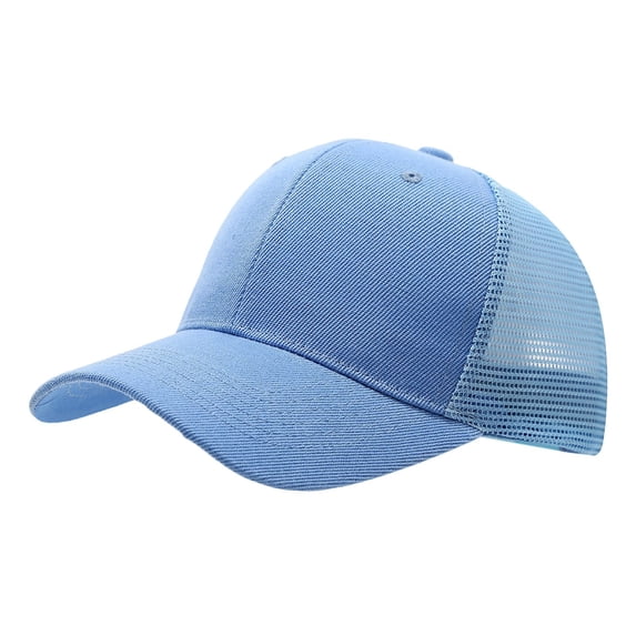 PMVFHDE Unisex Quick Drying Mesh Baseball Cap with Ponytail Hole for Outdoor Activities and Casual Wear Featuring Adjustable Snapback Closure and Breathable Design Light Blue