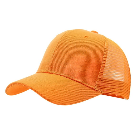 PMVFHDE Unisex Quick Drying Mesh Baseball Cap with Ponytail Hole for Outdoor Activities and Casual Wear Featuring Adjustable Snapback Closure and Breathable Design Orange