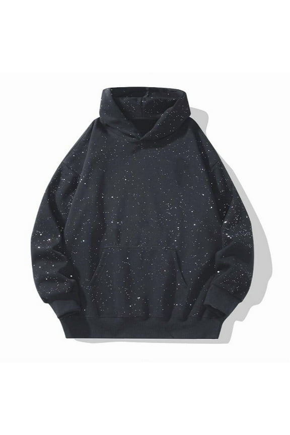 Unisex Solid Color Pullover Hoodie Double Hood Star Pattern Oversized Pocket Unique Streetwear Comfort Fit Men Women SweatshirtGrey，XXL