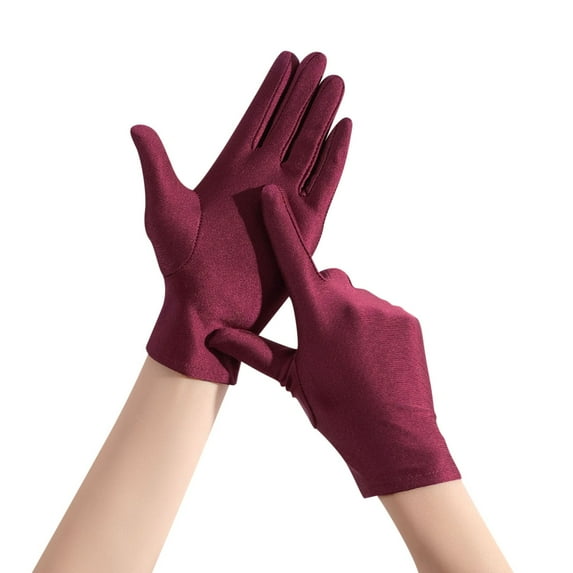 PMVFHDE Unisex Solid Color Sun Shield Gloves, for Outdoor Fishing Hiking Cycling Sun Gloves Red，One Size