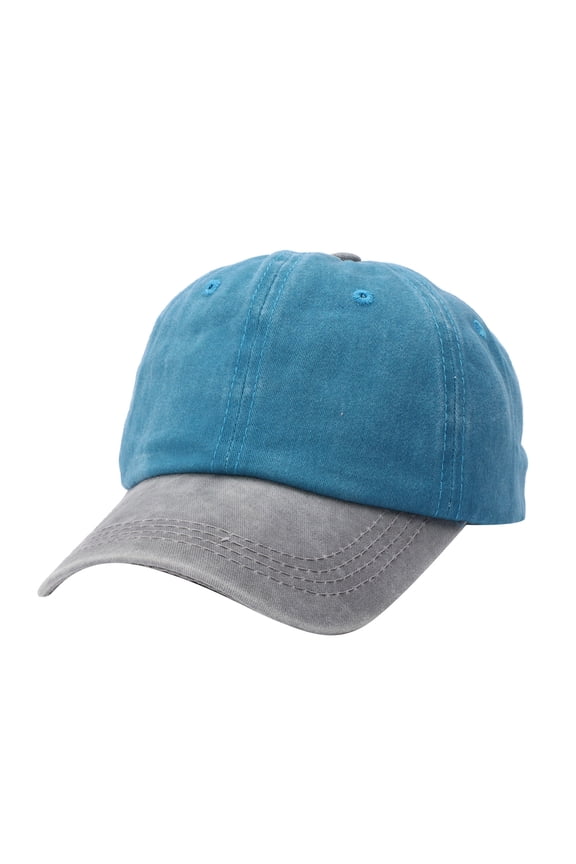 Unisex Two-Tone Color Block Baseball Cap Retro Style Adjustable Sun Hat Casual Wear Light blue