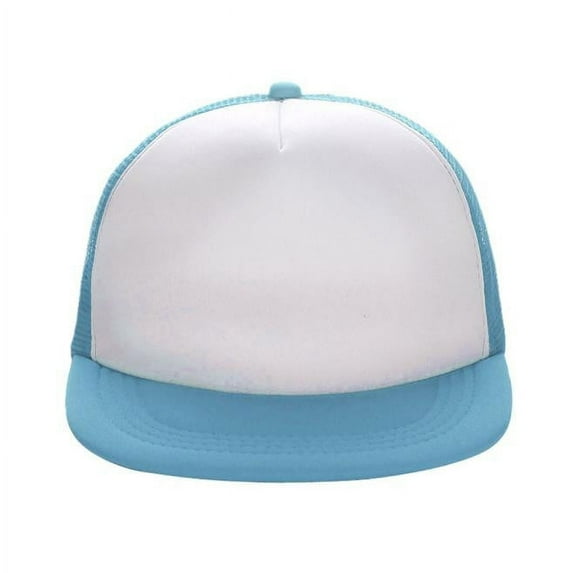 PMVFHDE Unisex Two Tone Mesh Baseball Cap with Flat Brim Sporty Sun Hat for Outdoor Recreation Modern Athletic Design Sky Blue