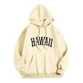 thumbnail image 1 of PMVFHDE Unisex Winter Solid Color Daily Casual Loose Hooded Letter Print Long Sleeve Sweatshirt Top Beige,M, 1 of 3