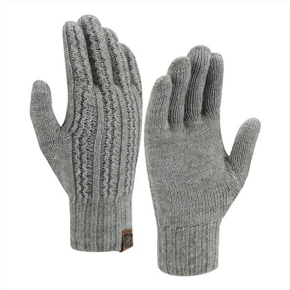 PMVFHDE Unisex Winter Solid Color Thick Warm Comfortable Knitted Gloves for Riding Hiking Outdoor Sports Light Gray,One Size