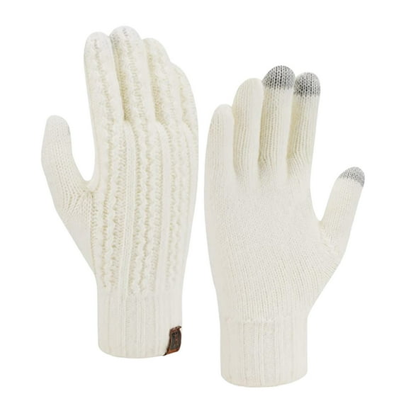 PMVFHDE Unisex Winter Solid Color Thick Warm Comfortable Knitted Gloves for Riding Hiking Outdoor Sports White,One Size