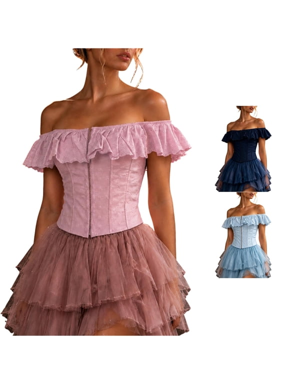 Waist Trainer Corset Cosplay Court Bustier Top Lace Up Overbust Bodice Shaping Underbust Steel Bone Streetwear