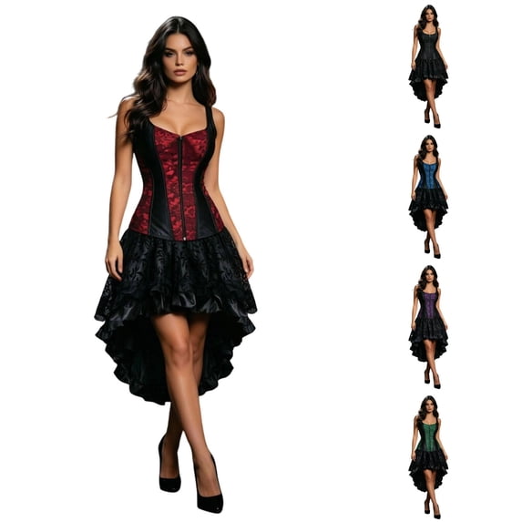 Dressing Styl PMVFHDE Waist Trainer Corset Elegant Dress With Flocked Floral Pattern ...