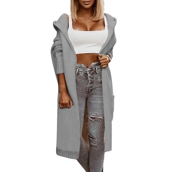 PMVFHDE Warm Knit Sweater Cardigan, Relaxed Fit Mid-Length for Autumn Winter Grey,M