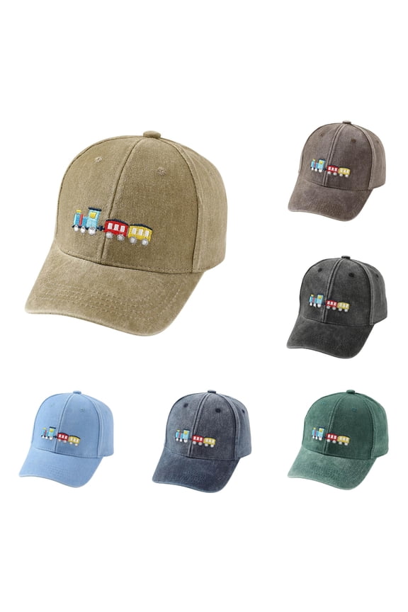 Washable Train Pattern Adjustable Baseball Sun Hat For Kids Daily Use